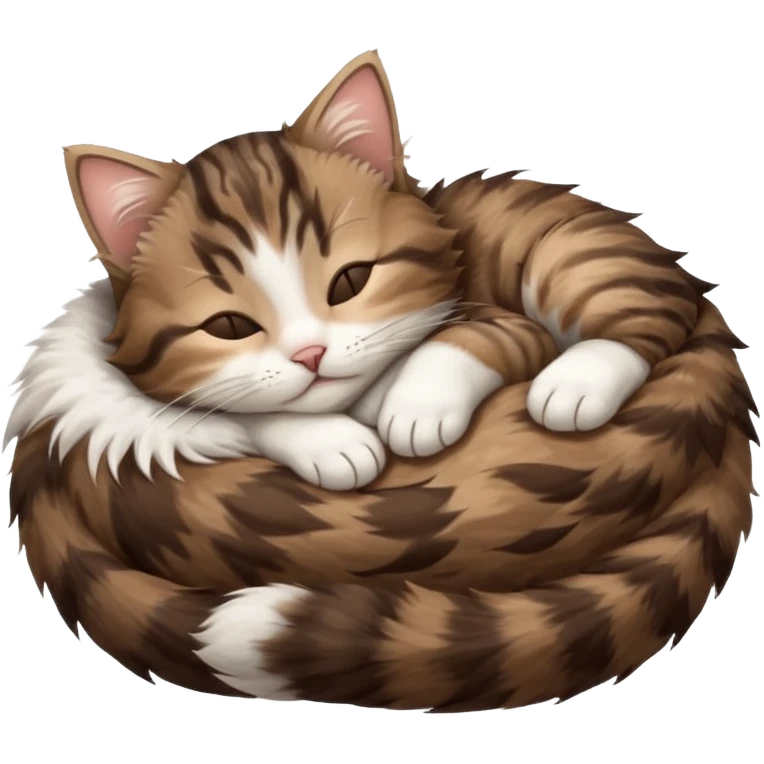 dark brown tabby and white kitten sleeping on its back emoji