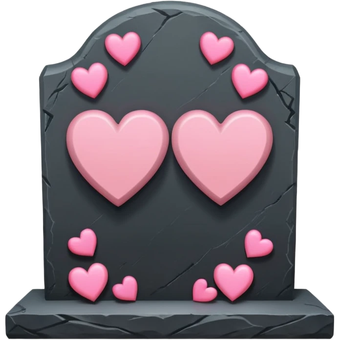 Headstone with pink hearts emoji