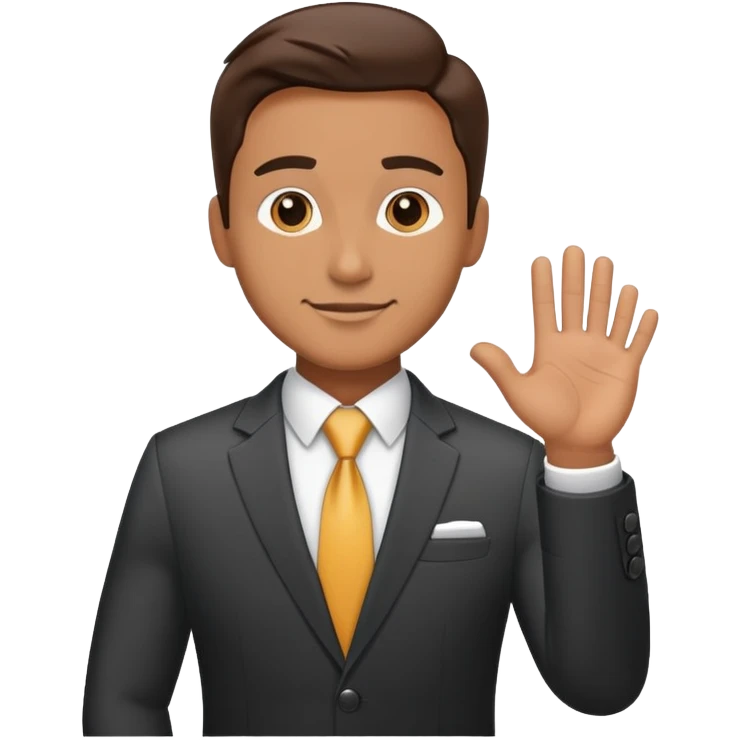 Professional salesman in suit with handshake gesture emoji