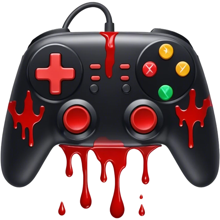 Black controller with blood dripping from it  emoji