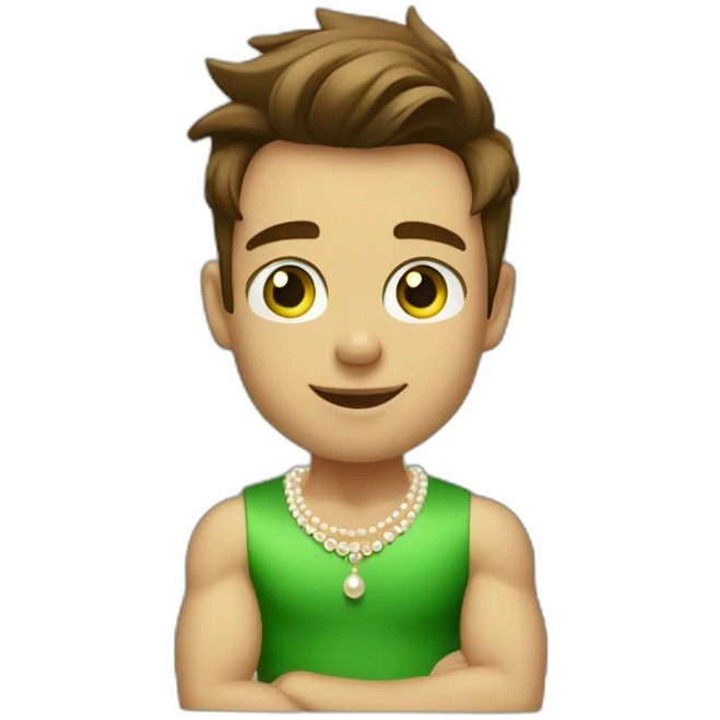 Posh-muscle-boy-brown-hair-green-eyes-pearl-necklace-in-golden-bathtub emoji