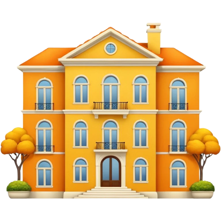 luxury house, yellow and orange emoji