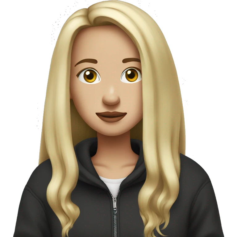 weed smoker girl blond straight long hair in a black Nike sweater emoji