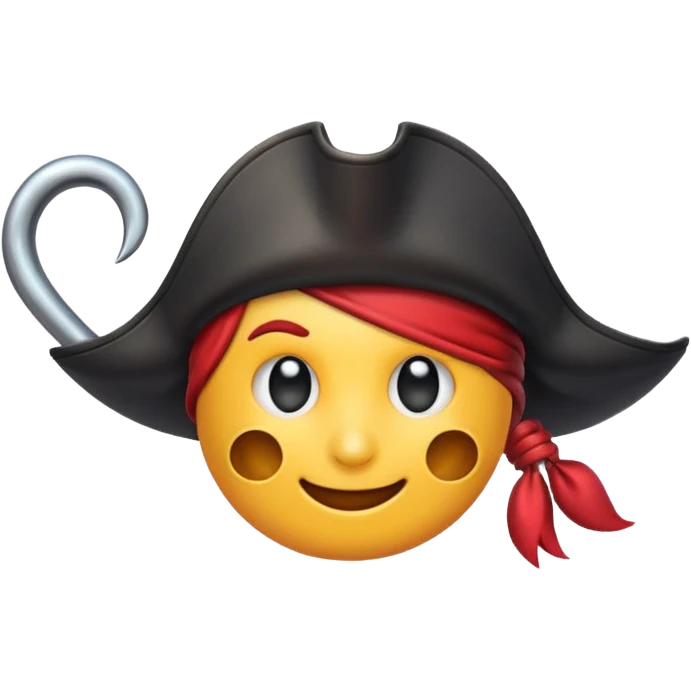 Pirate Hook, clean vector emoji, with rich details, no face on objects, white background emoji