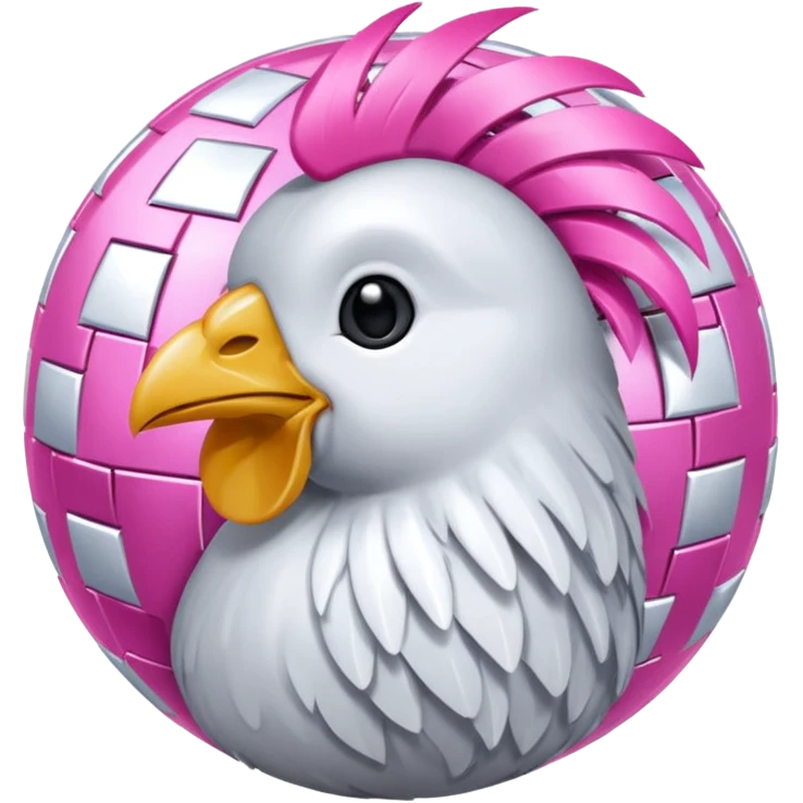 boule disco à facette et poule emoji