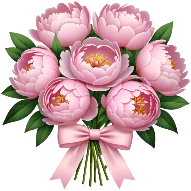 Light Pink peonies bouquet with light pink bow emoji