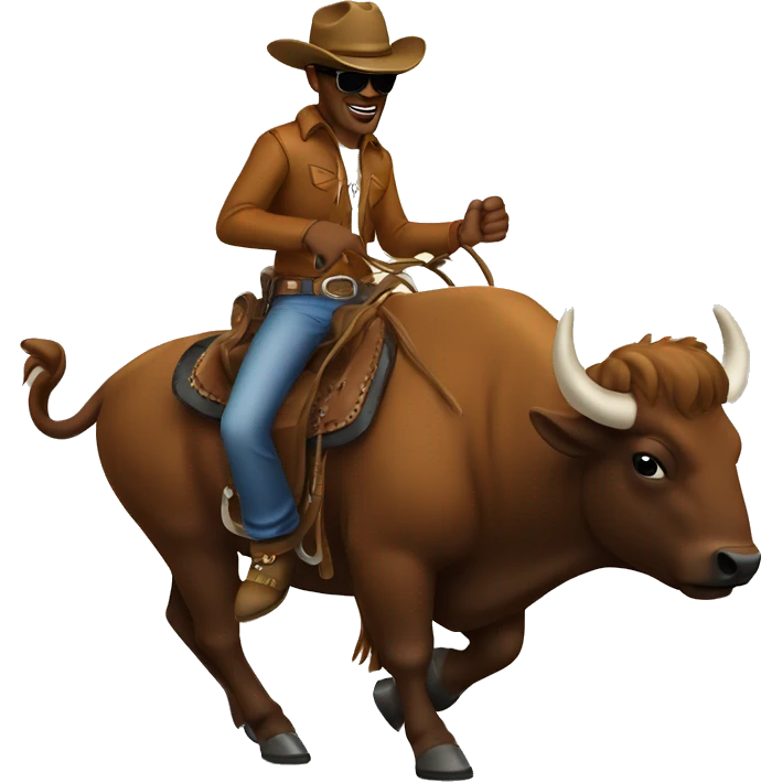 Cowboy riding a buffalo with sunglasses  emoji