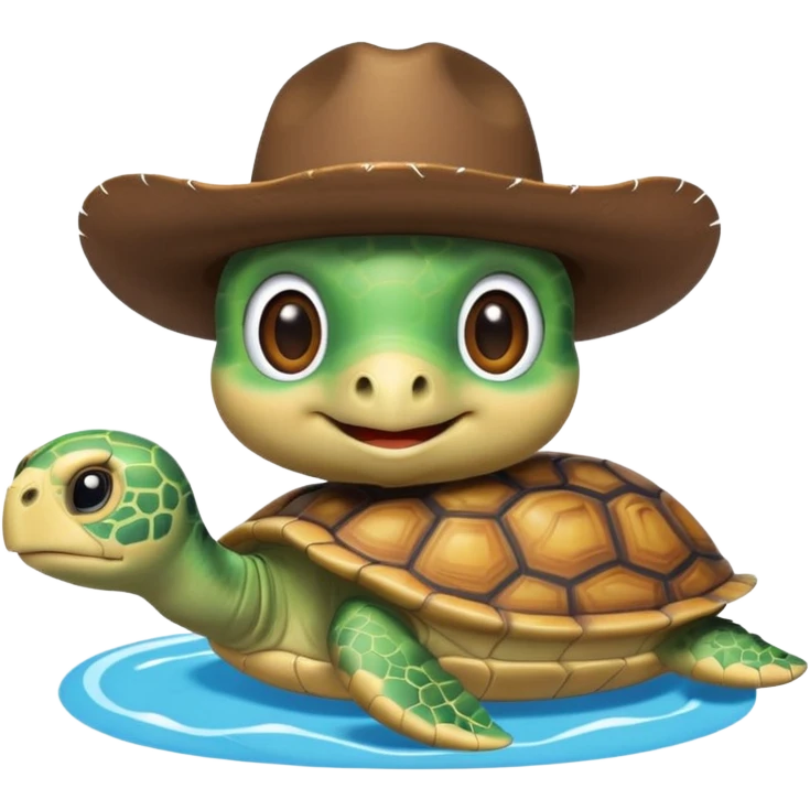 Cute blow up pool turtle with a cowboy hat emoji