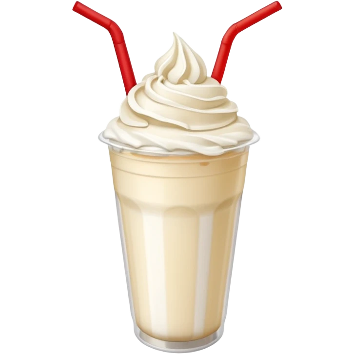 milkshake in plastic cup with whipped cream and red straw on top emoji