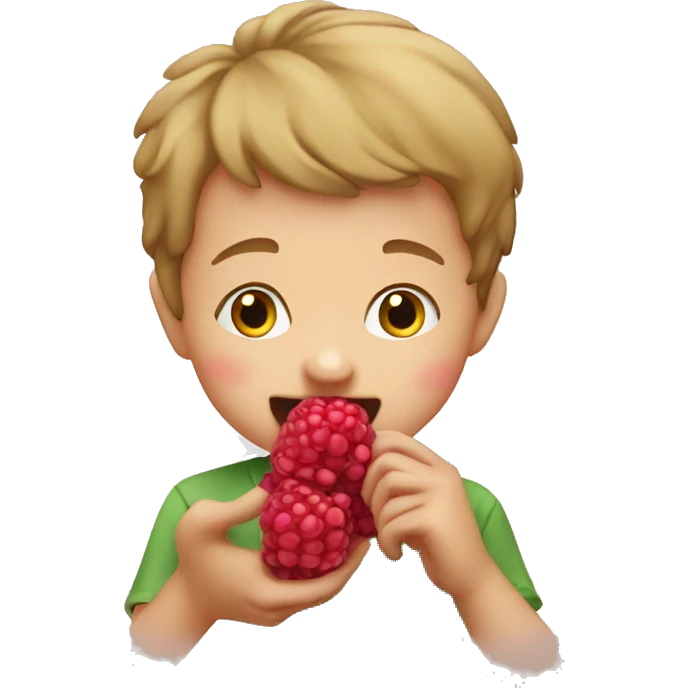 little boy eating rasberries emoji