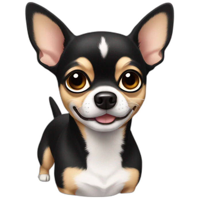 chihuahua negro riendose mucho emoji
