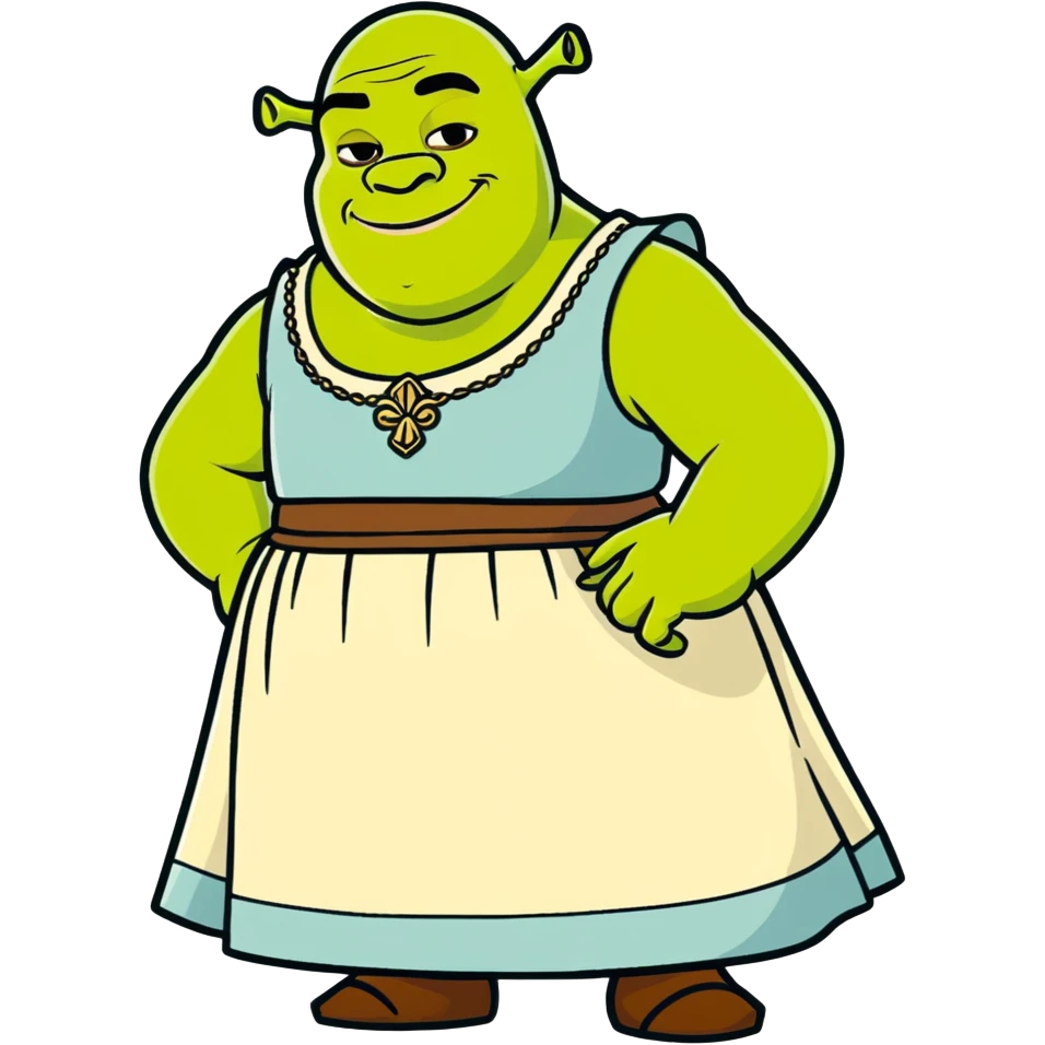 Shrek in dress emoji