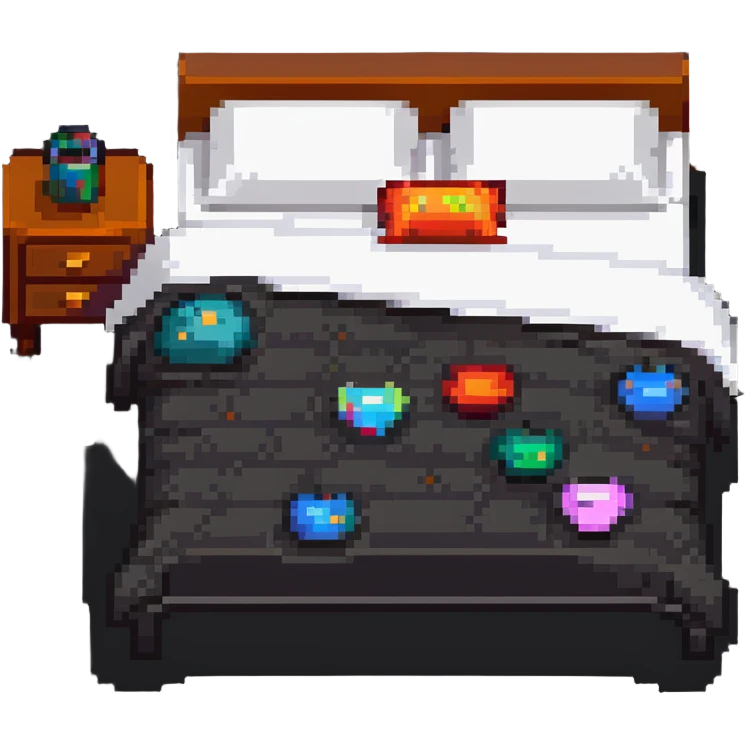 A comfortable bed with pillows and blanket emoji