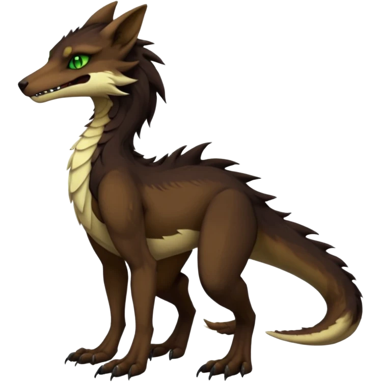 Brown and beige badass elegant wild beautiful natural cute badass epic exotic anthro modern furry 2-legged sergal-vernid-creature, full body, dark-brown-black-gradient pretty hair, green eyes, aesthetic, art by LiLaiRa, art by art by Falvie emoji