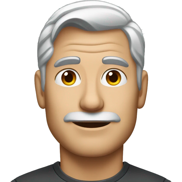 face of white male gray hair styled similar to george clooney emoji