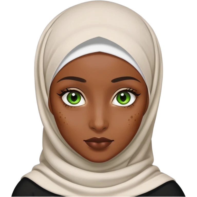 black hijabi girl with green eyes and vitiligo emoji