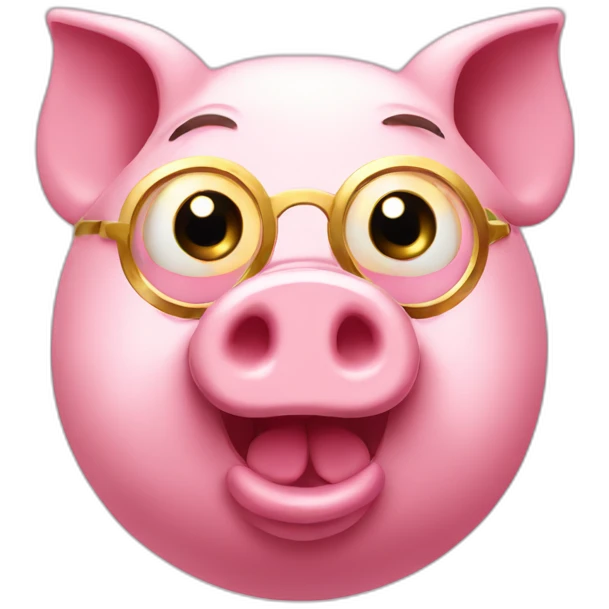 Pink pig with gold coin eyes emoji