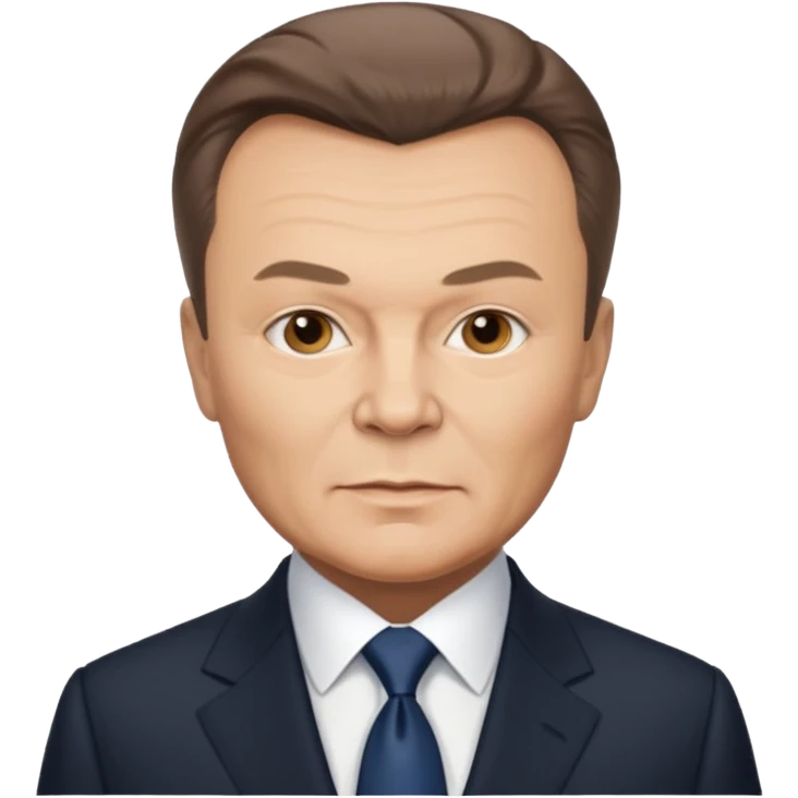 iPhone emoji style portrait of Viktor Yanukovych, Ukrainian ex-president, with realistic facial resemblance, formal suit emoji