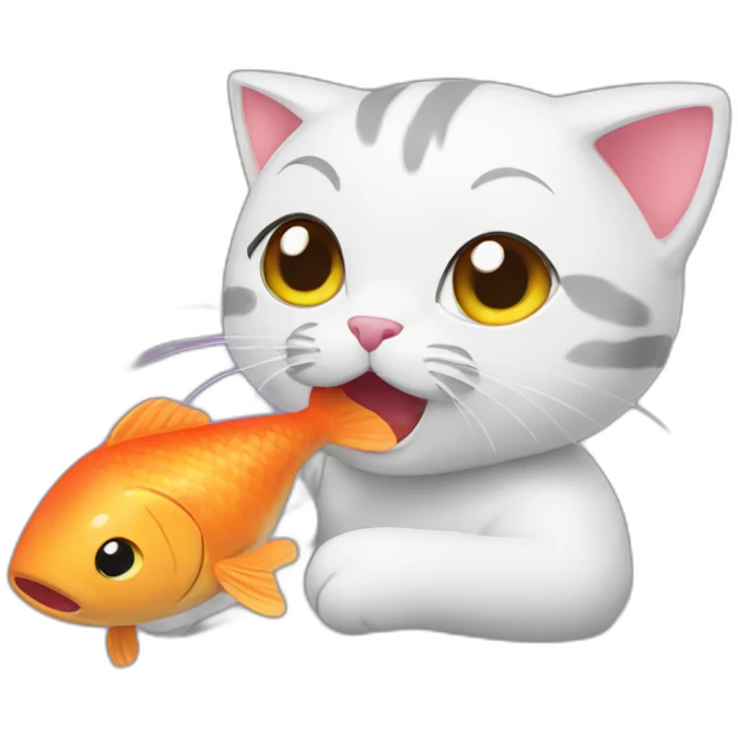 kitty eating fish emoji