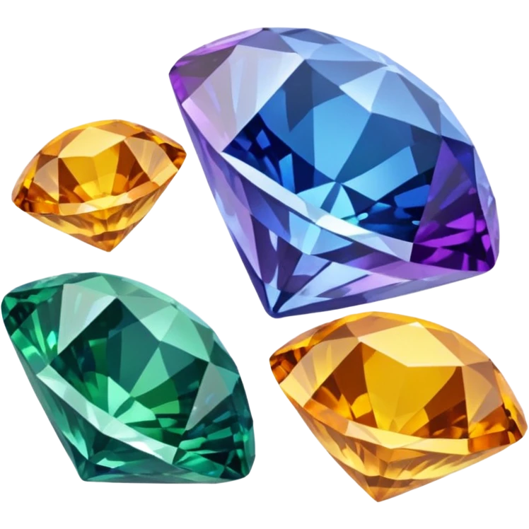 orange, green , yellow , blue and purple diamond emojis (all seperate) emoji