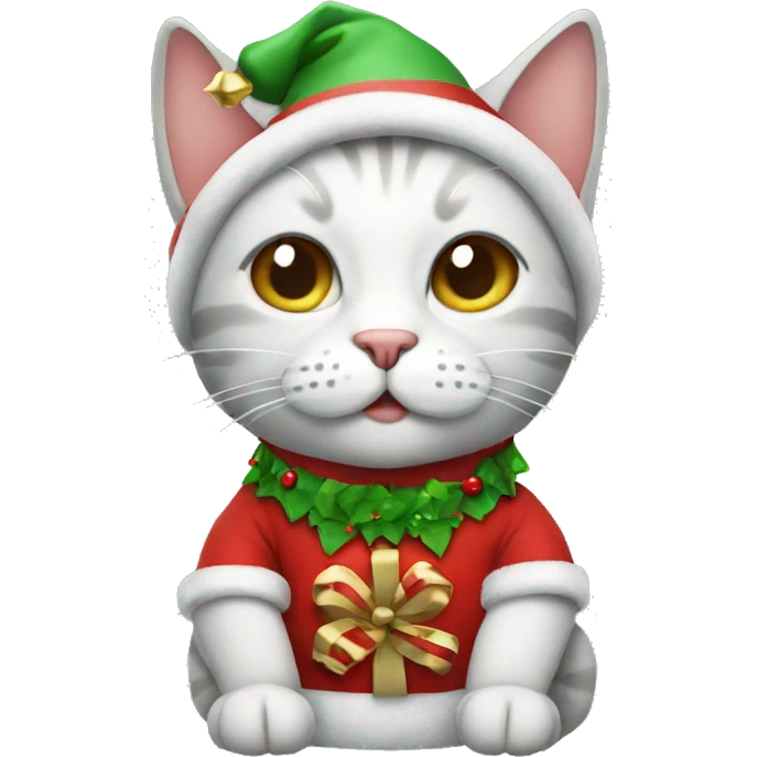 Cat wearing Christmas costume emoji