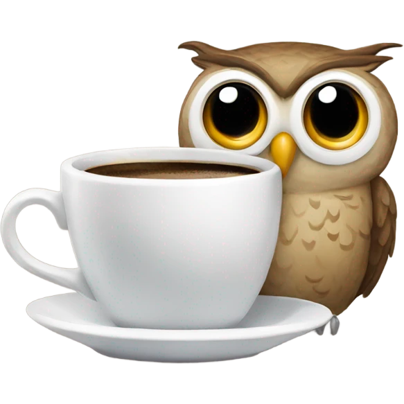Owl and coffee emoji