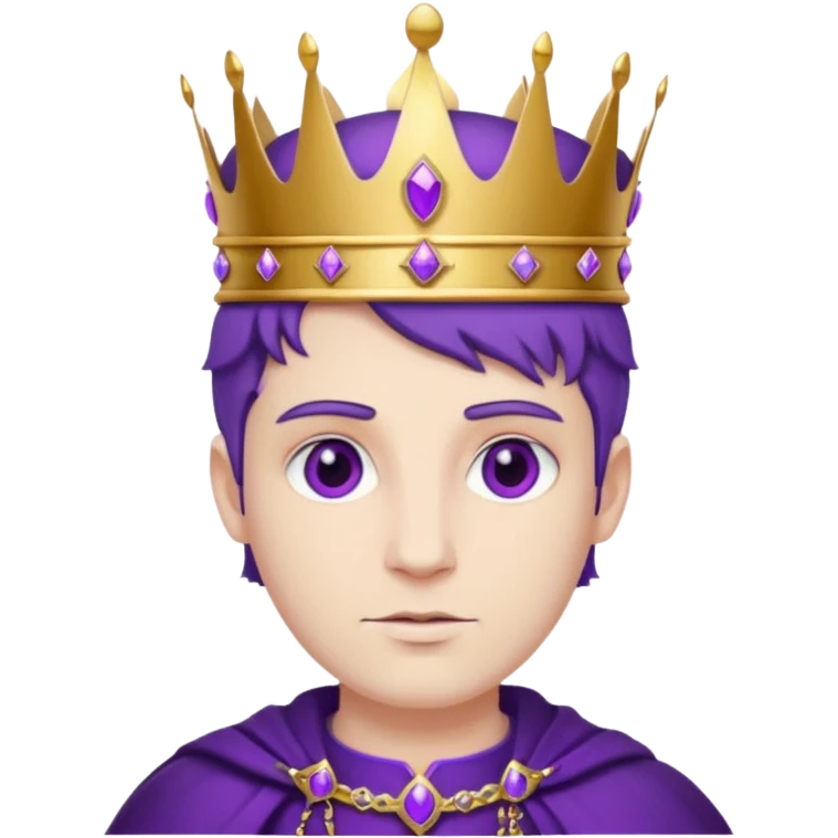 اريد ملك لونه ابيض لون عينيه بنفسجيه وايضا لون ملابسه متل الملك ولونها بنفسجي واريد ان يكون لديه تاج لونه بنفسجي emoji