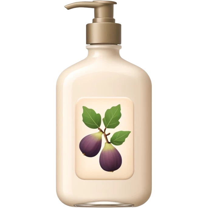 Emoji-style illustration of a minimal body lotion bottle inspired by tea and fig fragrance.
Elegant, calm color palette, soft beige or ivory bottle, subtle botanical mood,
flat design, clean lines, modern beauty branding aesthetic, no logo, no text. emoji