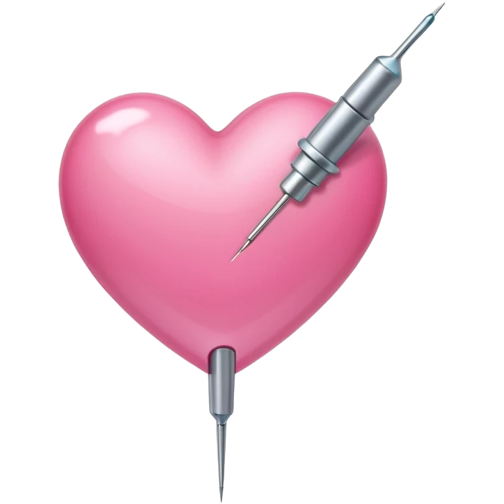 A pierced pink heart by a medical needle emoji emoji