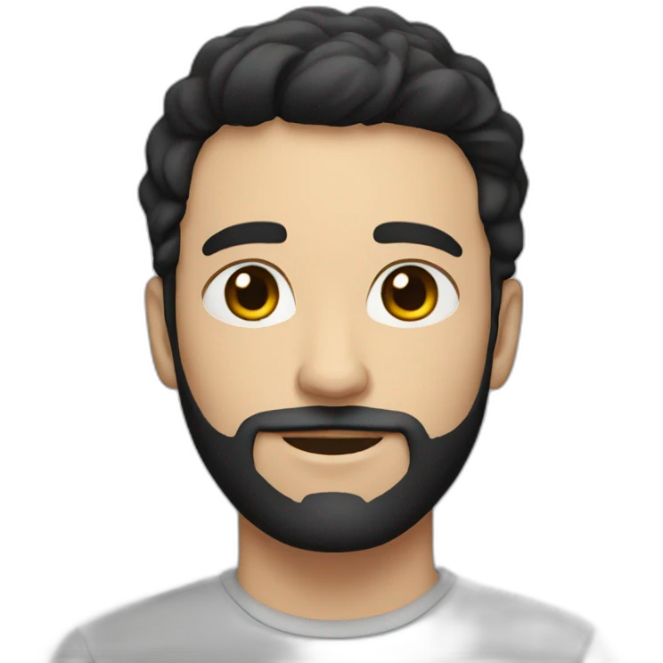 young white man with black short beard and short black hair emoji