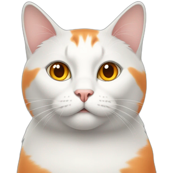fat white gray and orange cat emoji