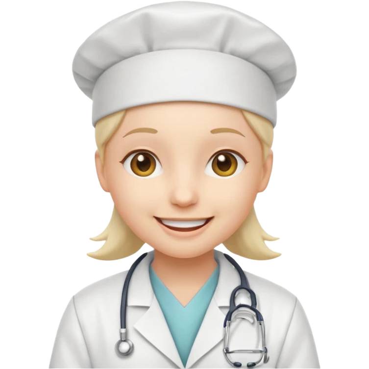 smiley face emoji wearing a white doctor lab coat and a white surgical cap emoji
