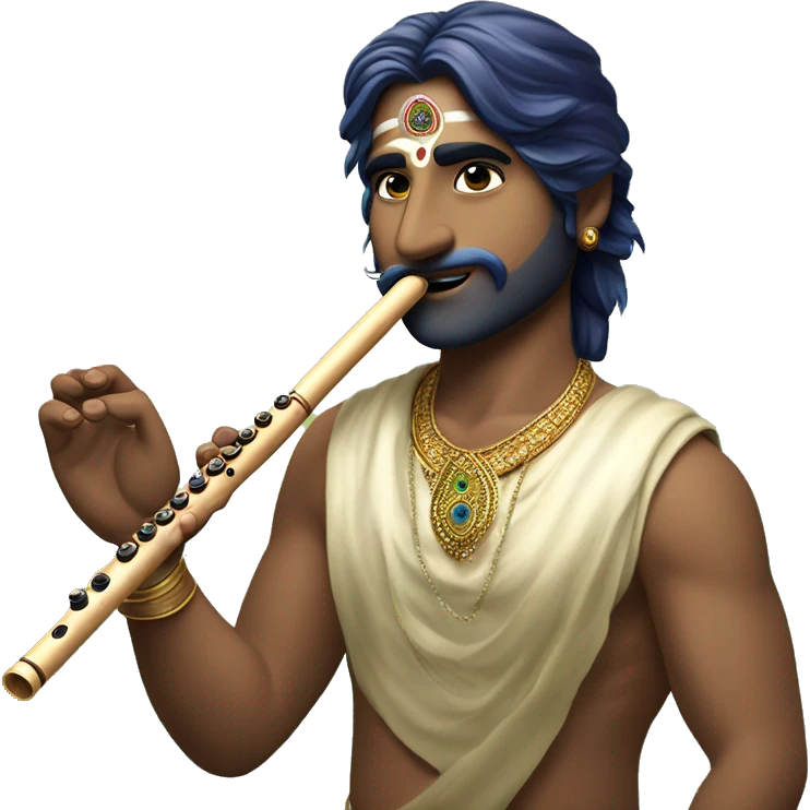 Write a emoji of indian bansuri, put the peacock feather in the end of flute (like shree Krishna's flute) emoji