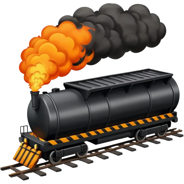 Train pushing dumpster fire off cliff emoji