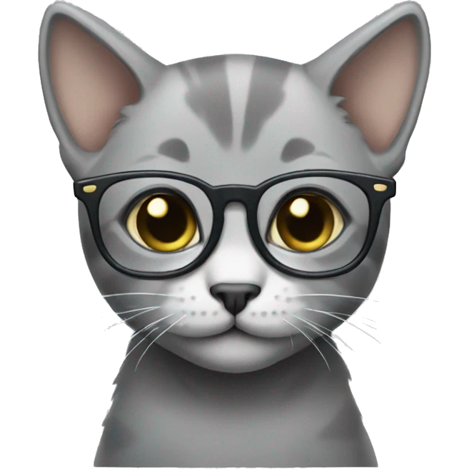Grey kitten with glasses  emoji