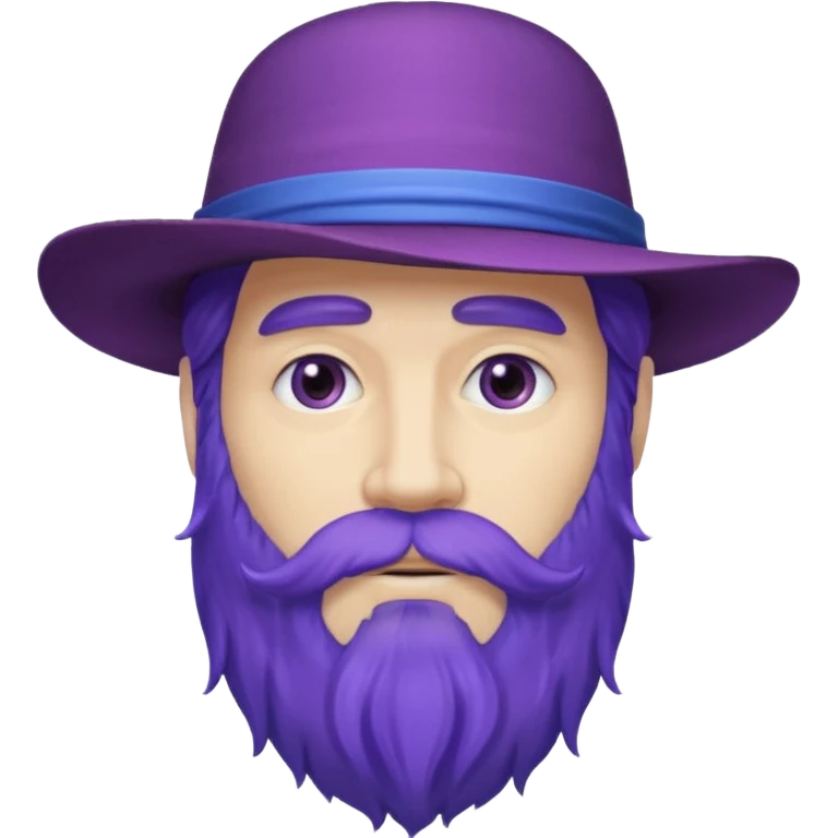 purple bearded, blue very long haired man with hat emoji