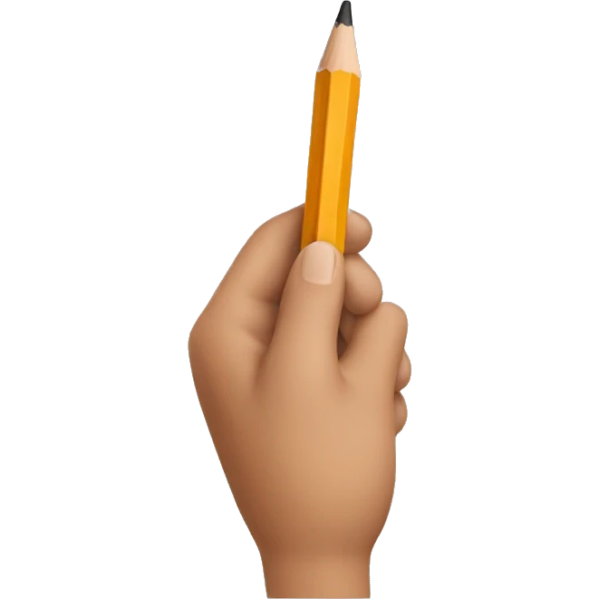 brown hand holding a pencil emoji