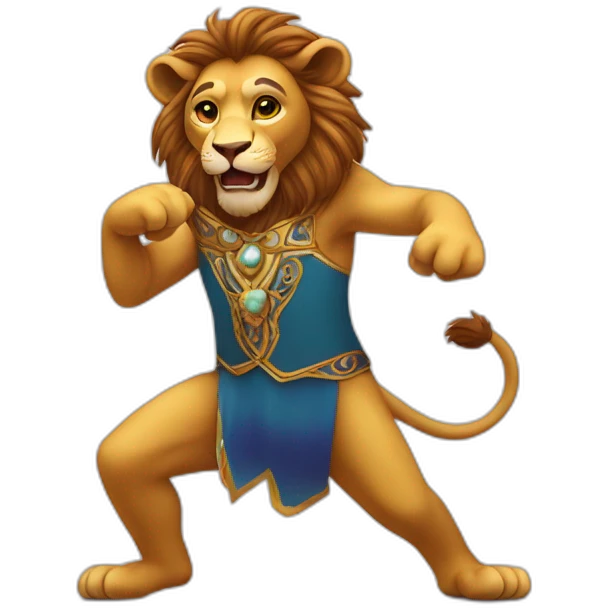 Lion danse avec singe emoji