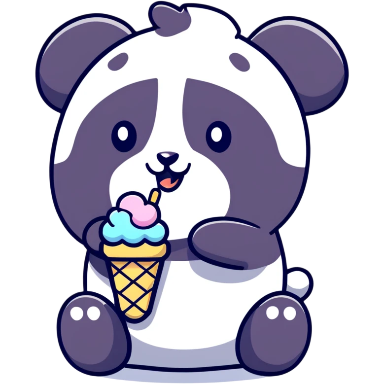 Panda eating ice cream emoji