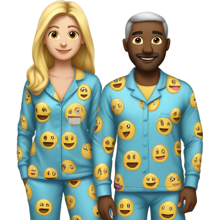 man and women matching pjs  emoji