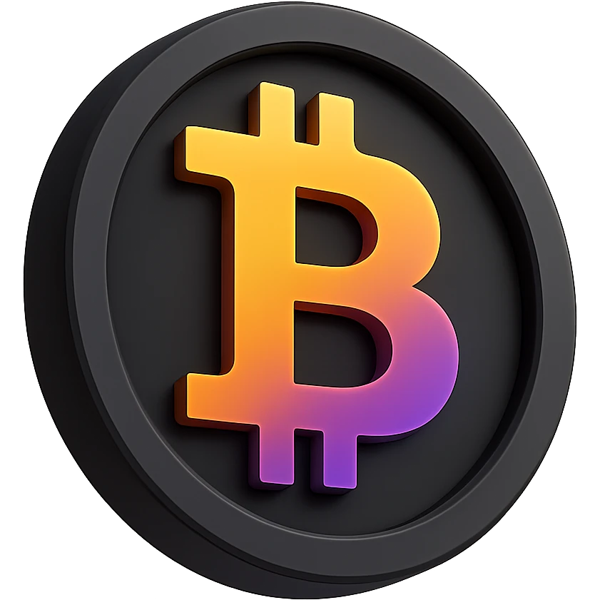 bitcoin,  warm palette in yellow, orange, purple, violet gradient tones, dark solid bg emoji