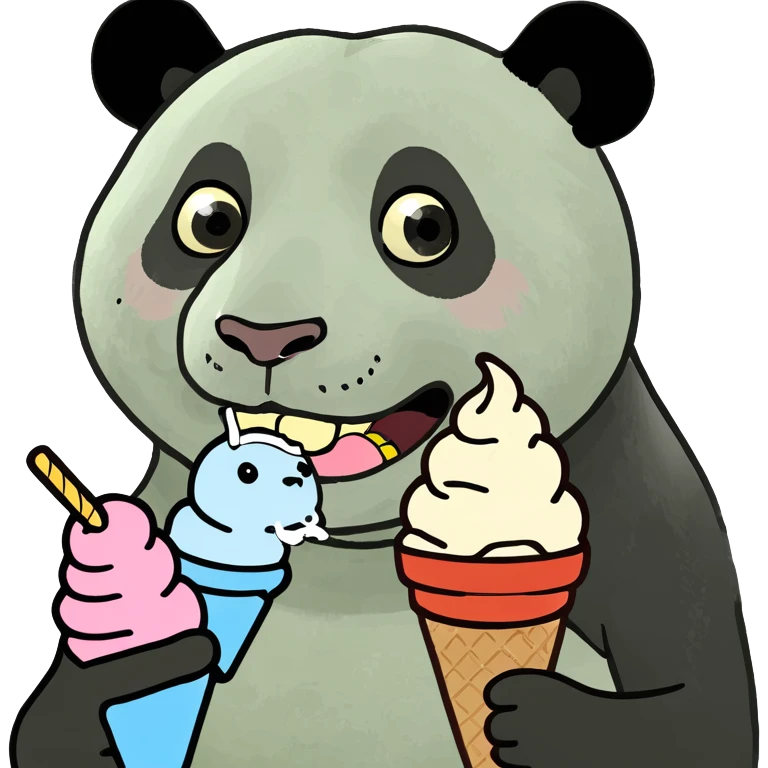 Panda eating ice cream emoji