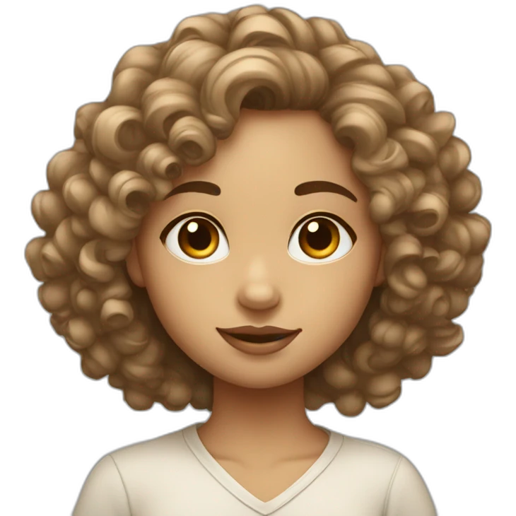 light girl with bindi dot on forehead and curly hair emoji