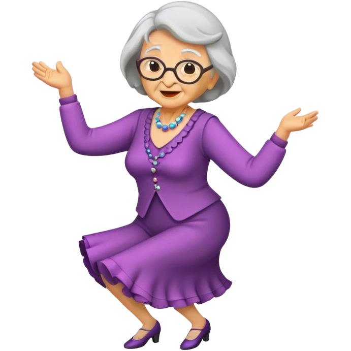 An old lady dancing emoji