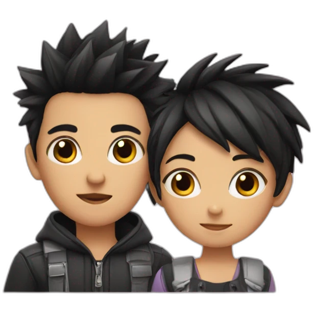 a boy and a girl with short black spiky hair emoji
