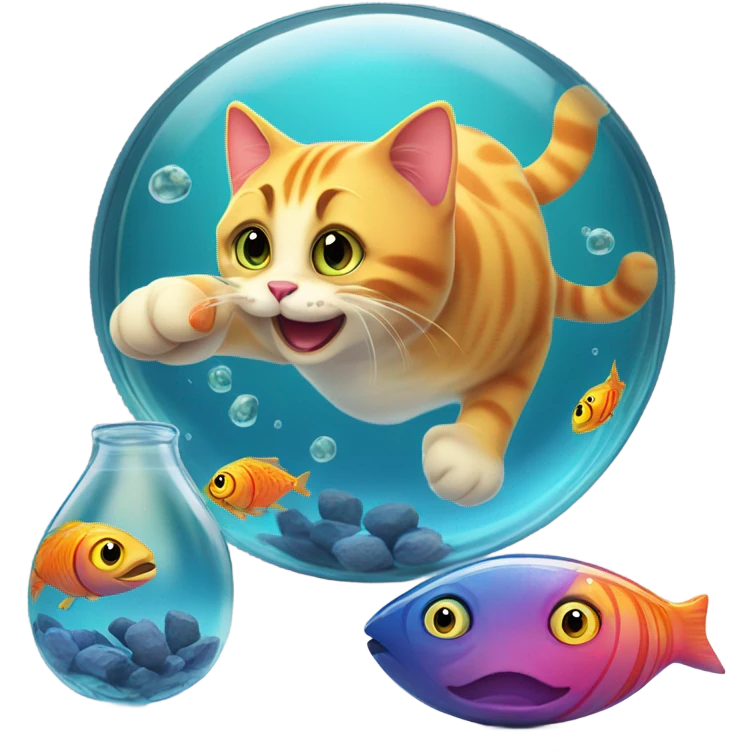 Cat playing with a fish emoji
