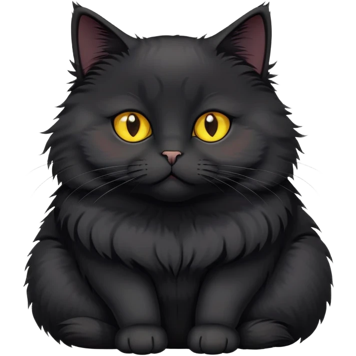 Small fat black cat with yellow eyes emoji