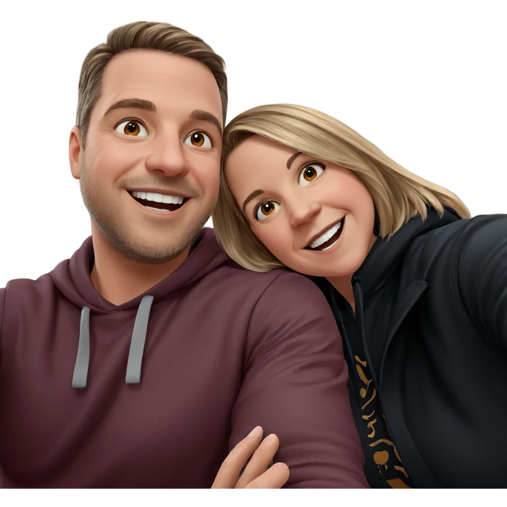 smiling couple selfie moment emoji