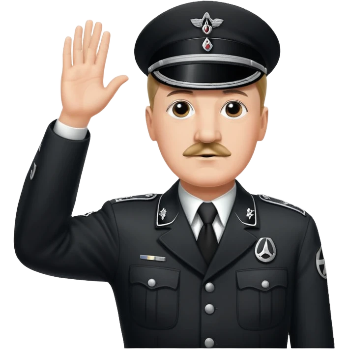 Hitler raising one hand straight up like a salute in Black SS uniform  emoji