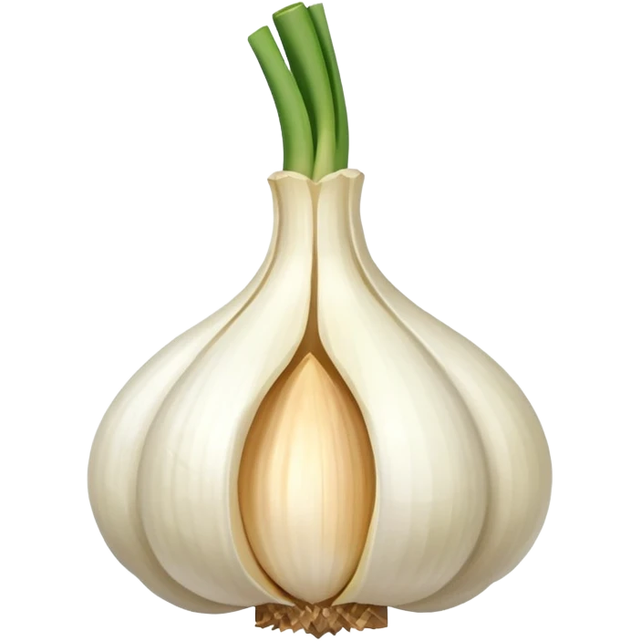 single garlic clove with cubed garlic emoji